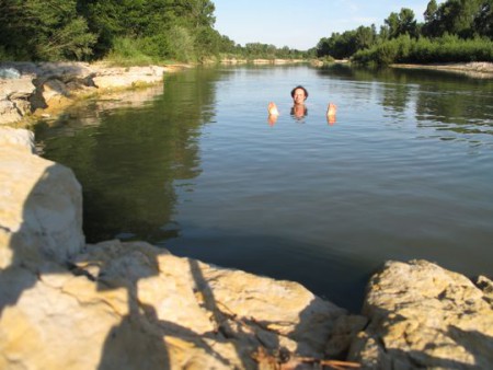 baignade dans le gardon